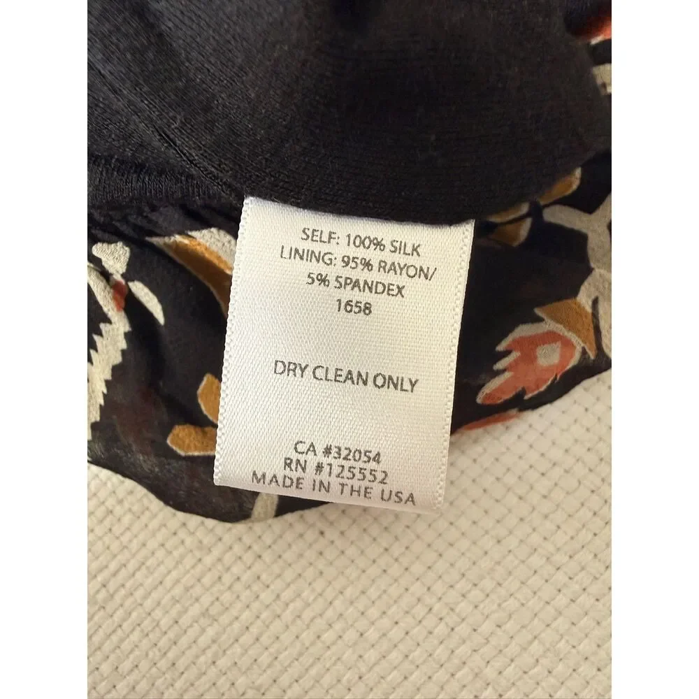 Dolan 100% Silk Printed Wide Leg Jumpsuit Black Floral Tie Shoulder Medium USA - Picture 5 of 6
